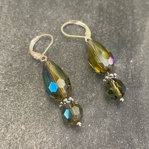 New Green Crystal Dangly Beaded Earrings